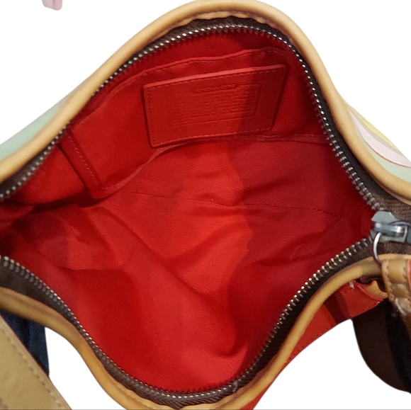 Coach Mini Soho Hampton Pastel Stripe Sateen & Leather Hobo Bag Gently Loved - Picture 10 of 10